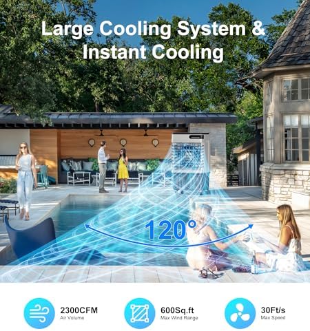 AKIRES 2300CFM Swamp Cooler,Evaporative Air Cooler with 7-Gal Water Tank,4 Ice Packs,Evaporative Cooler for Outdoor Patio Garage Commercial Industrial Use (34IN)