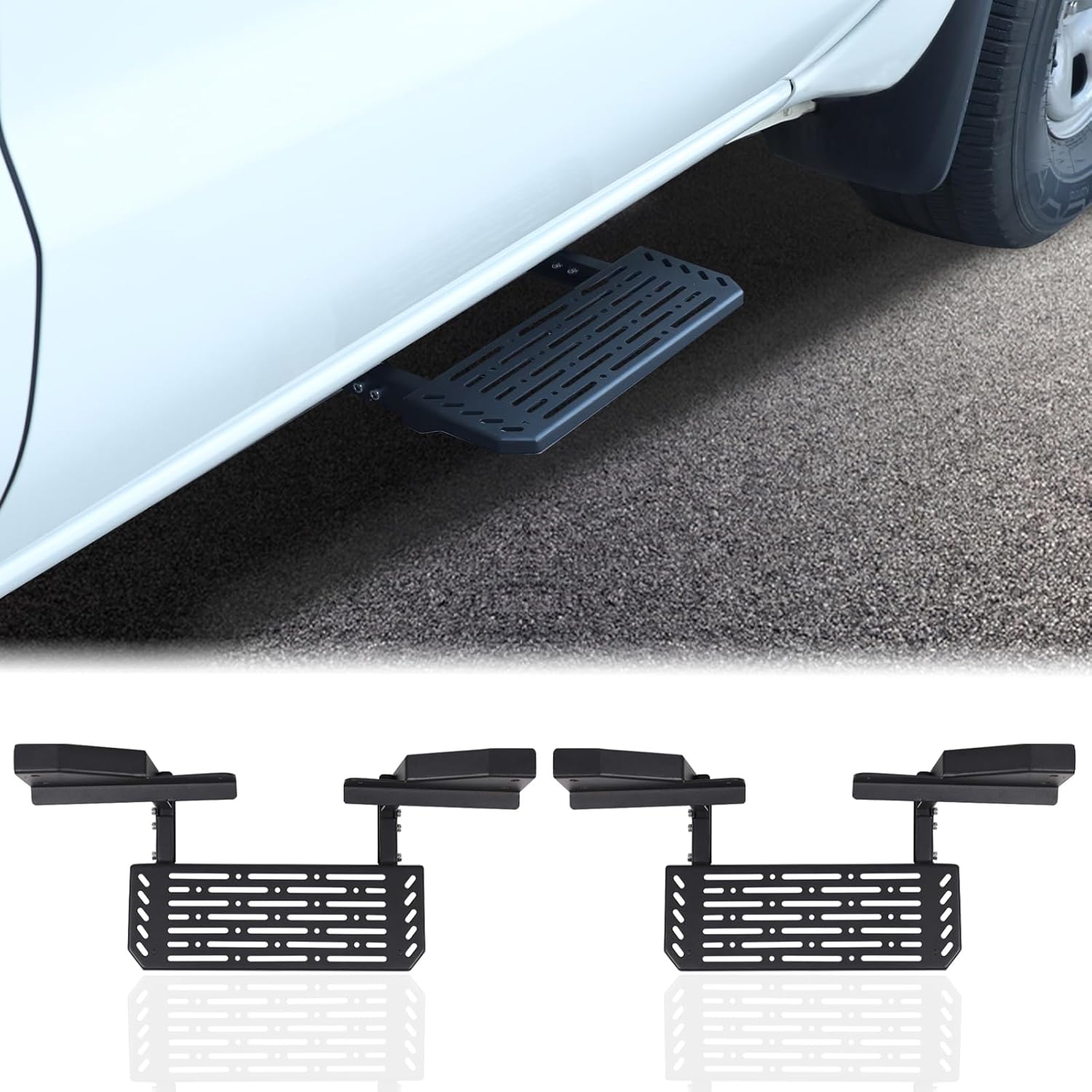 Aunginsy Front Door Running Boards Compatible with Nissan Frontier 2022 2023 2024 King Cab, Car Anti-Slip Side Steps Rails Side Extended Pedal Cover No Drilling Carbon Steel Black Exterior Accessories