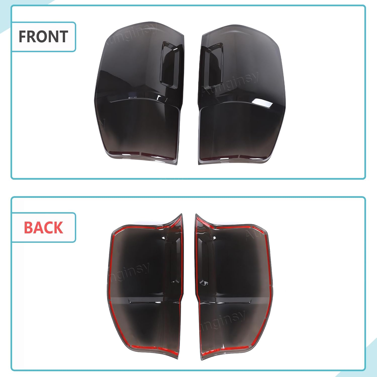 Aunginsy Tail Light Lamp Cover Trim Compatible with Ford Ranger 2015-2022 Rear Taillight Lamp Cover Shell Shade Smoked Black Frame Bezels Cover Rear Headlight Protector Cover ABS Exterior Accessories