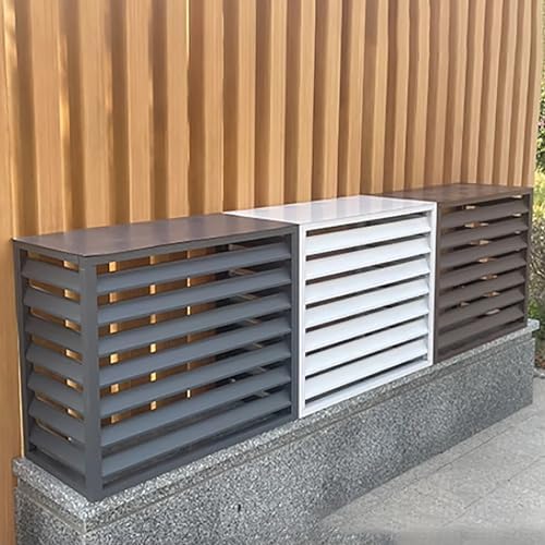 Outdoor Air Conditioner Cover Aluminum, Protective Cover, Trash Can Enclosure Privacy Screen Fence Panels Flower Stand Condenser Pool Equipment Enclosure, Ac Fence For Outside Unit ( Color : Brown ,