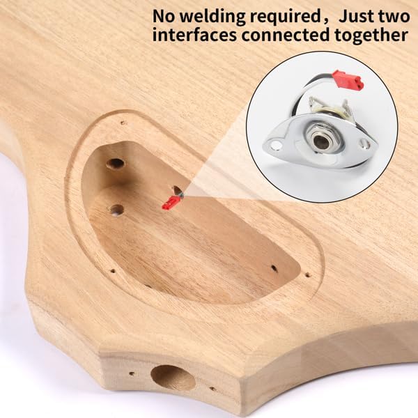 DIY Electric Bass Guitar Kit with Mahogany Body, Ebony Fingerboard and Maple Neck, All Components Included to Build Your Own Electric Guitar