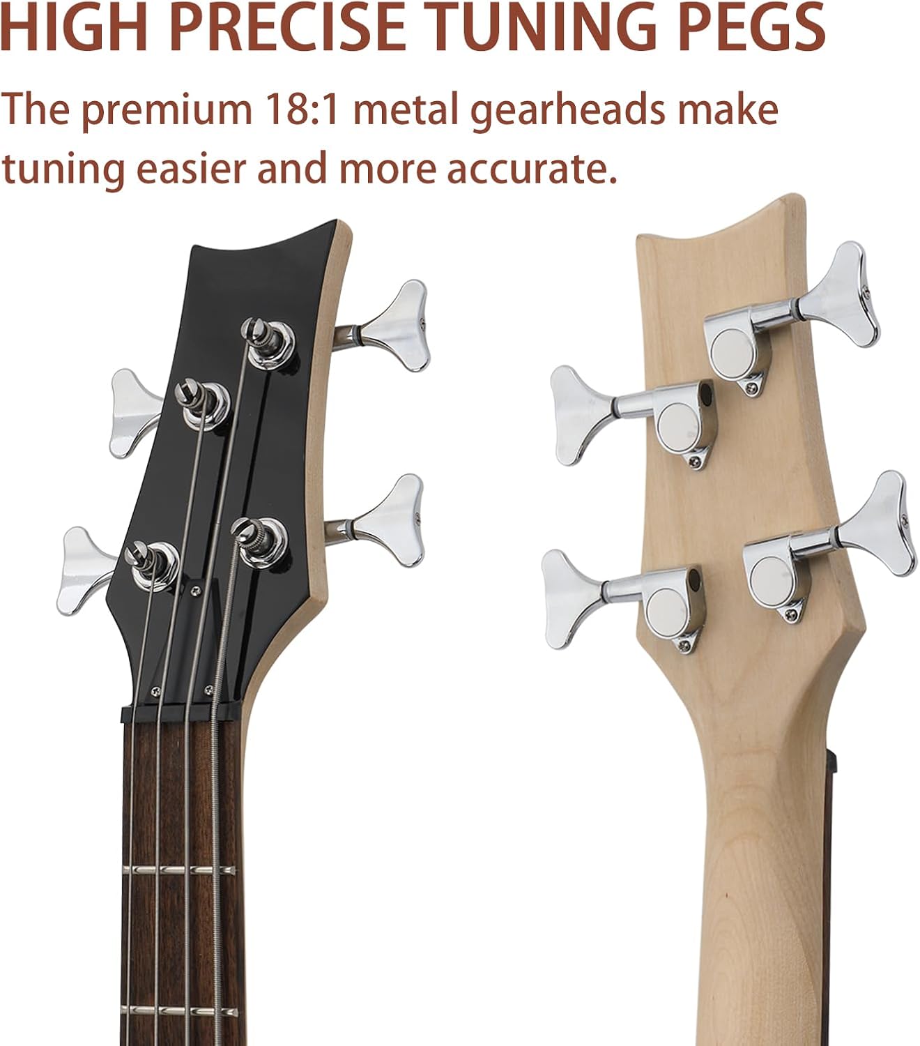 Ktaxon 4 String Electric Bass Guitar, Full Size Standard Right Handed Rosewood Fingerboard Beginner Kit with Cable Wrench Tool (Upgraded Black)