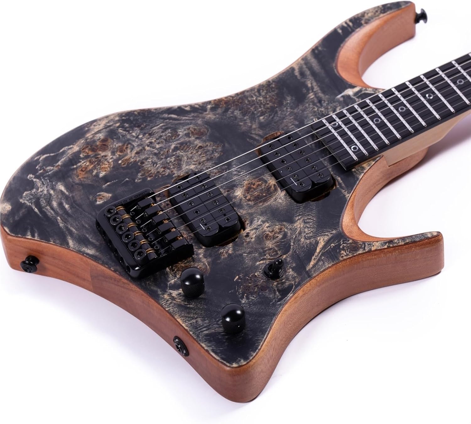 Beginner Electric Guitar Kits 6 String 24 Fret Headless Jazz Electric Guitar(Blue)