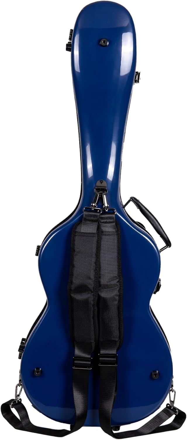 Crossrock Fiberglass Guitar Case for Cordoba Smaller Body Torres | Also Fits 1953 Gibson 3/4 Archtop & 1907 Parlor Guitar | TSA Lock, Backpack Straps, Accessory Compartment - Navy blue (CRF2020CTNVBL)
