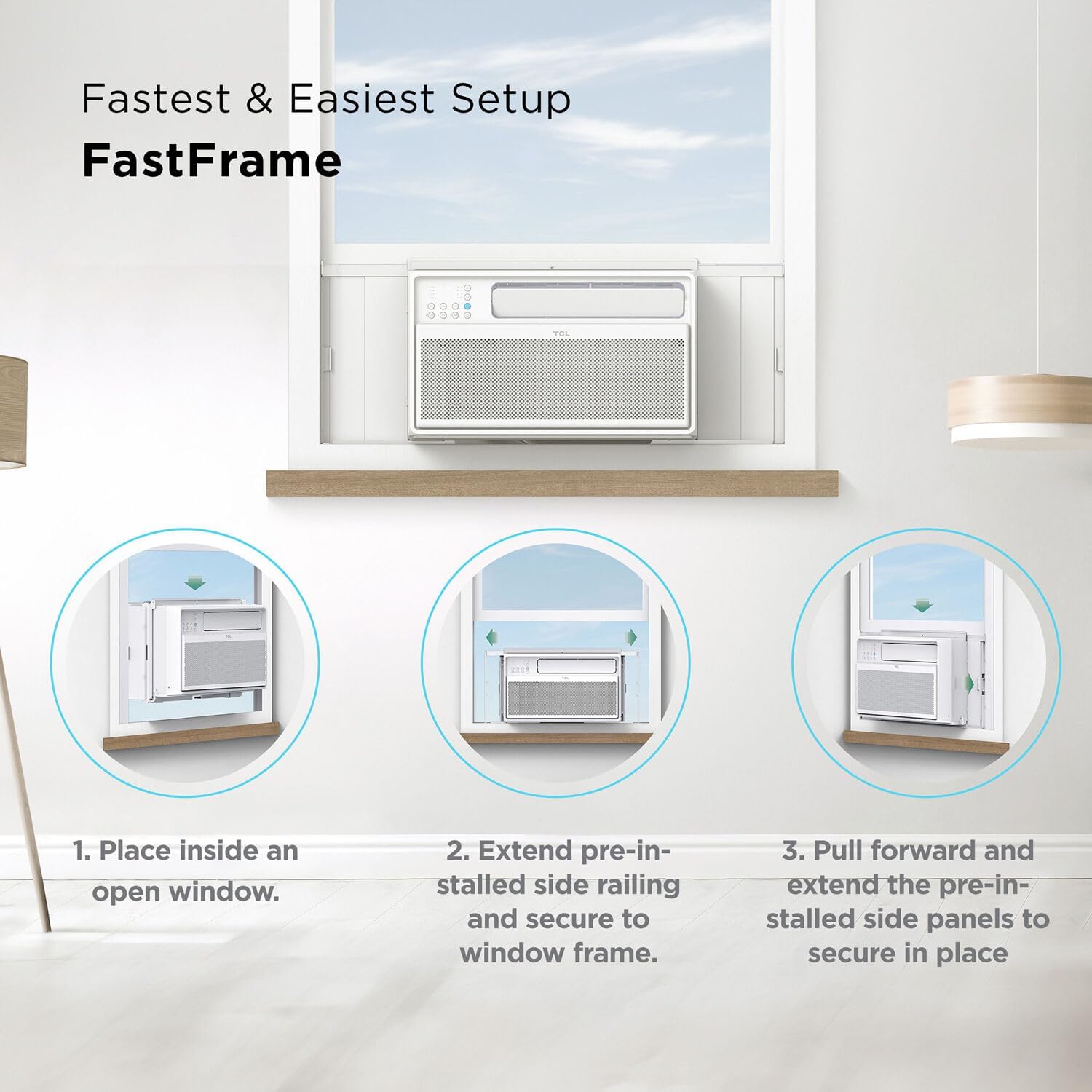 TCL 8,000 BTU Q-Series Smart Inverter Window AC, 115V, Inverter AC for Rooms up to 350-Sq. Ft., Ultra-Quiet 40dB, 38% Energy Saving, EZ Install, Open-able Window, Works with Alexa and Google Assistant