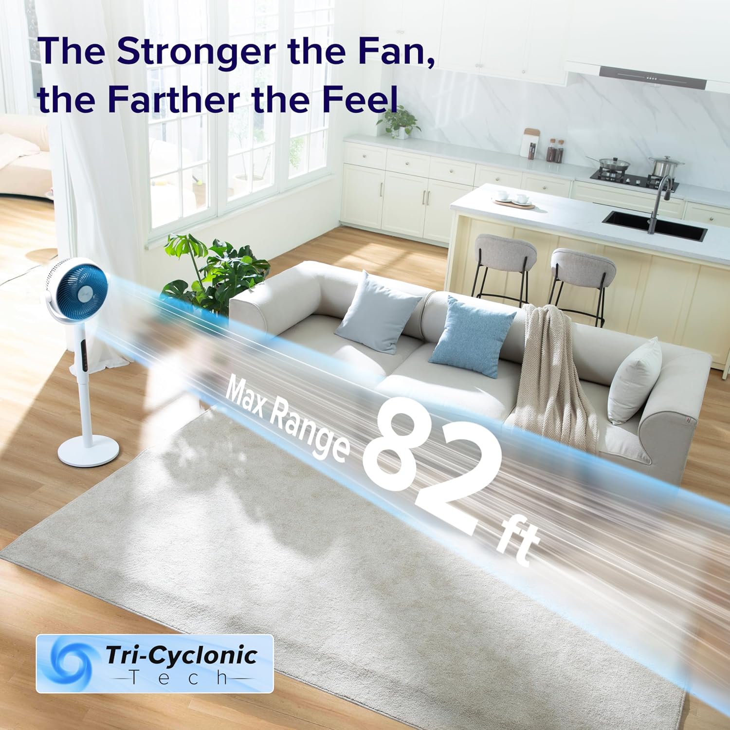 Levoit Standing Fan for Bedroom, CirculAir 120° Oscillating, Quiet 20dB, 9 Speeds, 4 Modes, DC Motor, 2 in 1 Pedestal & Tabletop, 82ft, Remote Control, Sensor, 9H Timer, 908CFM Ultra-High Airflow