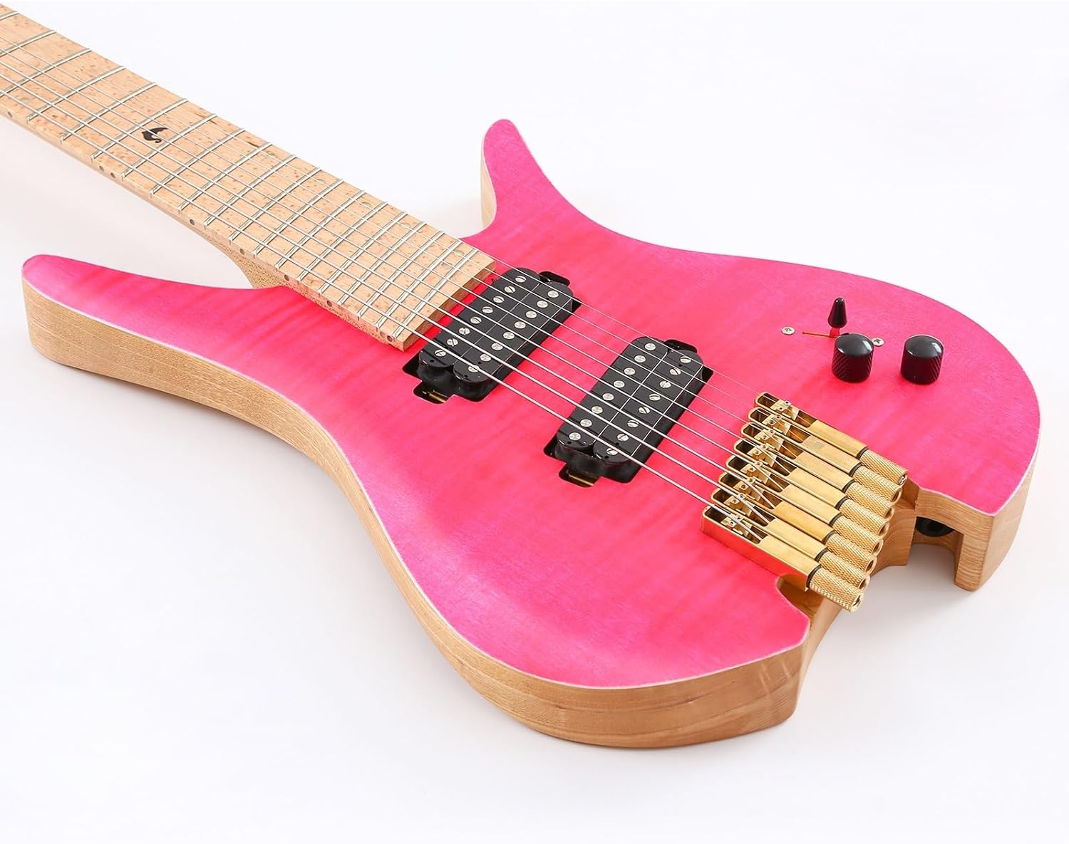 VENEKA Headless Electric Guitar 8 String Fanned Frets Headless Electric Travel Guitar with Alnico 5 Pickups Hardware