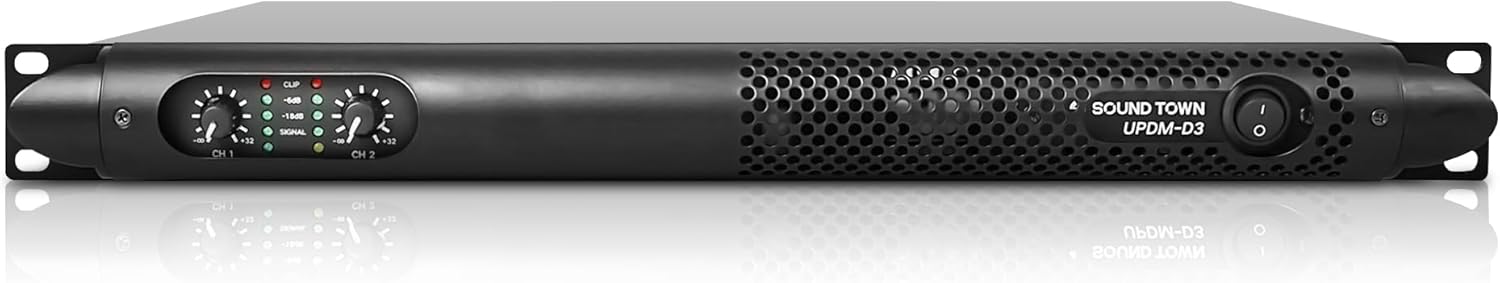 Sound Town Lightweight 1U 2-Channel PA/DJ Power Amplifier, 2 x 1150W at 4-Ohm for Installation, Conference (UPDM-D3)