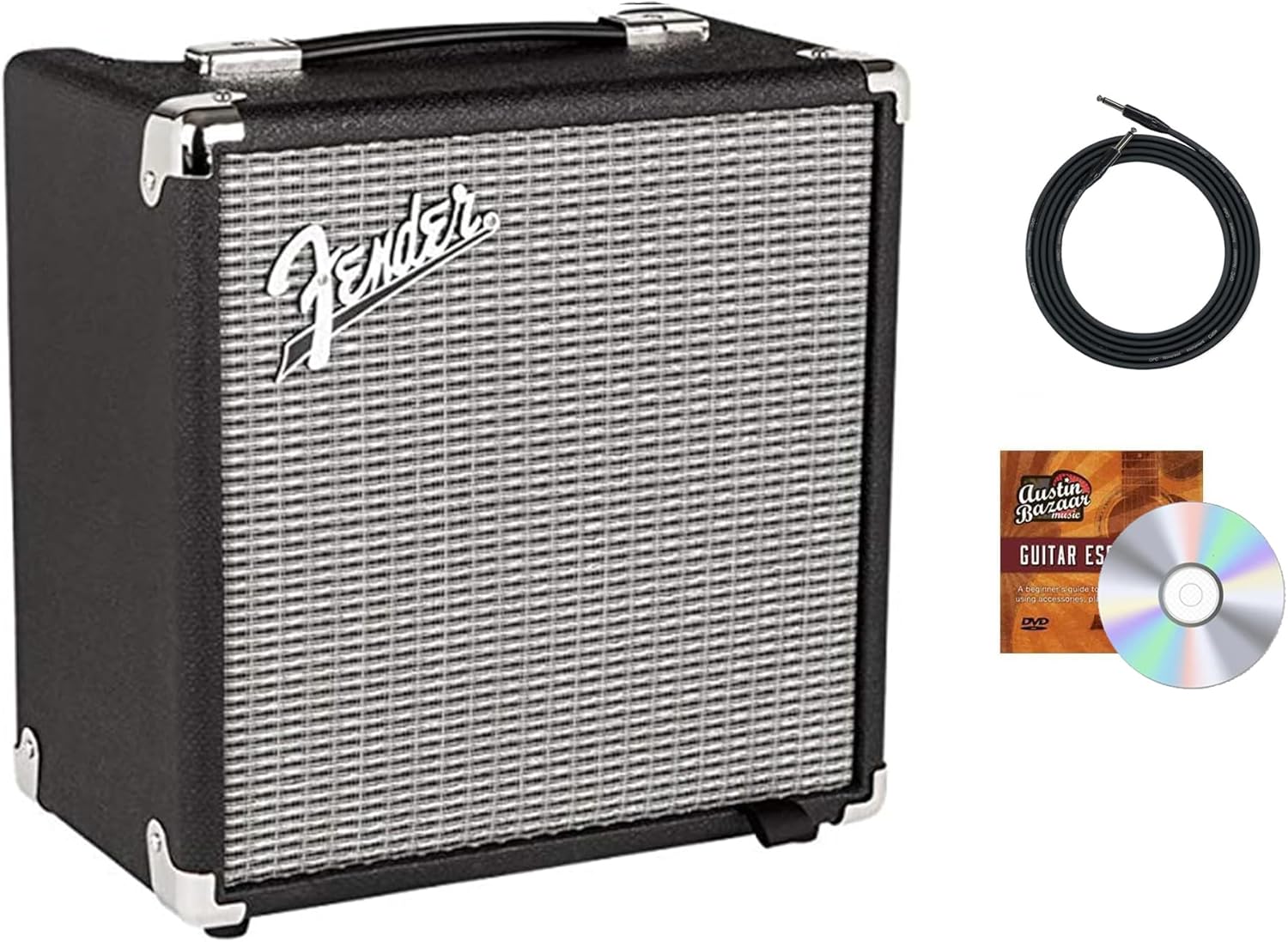 Fender Rumble 15 Bass Combo Amplifier Bundle with Instrument Cable and Austin Bazaar Instructional DVD