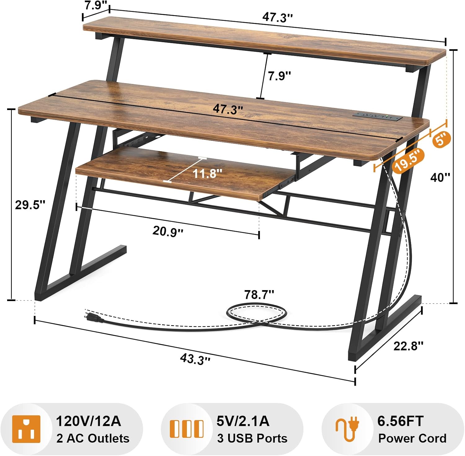 Armocity Music Studio Desk Production Workstation - 47