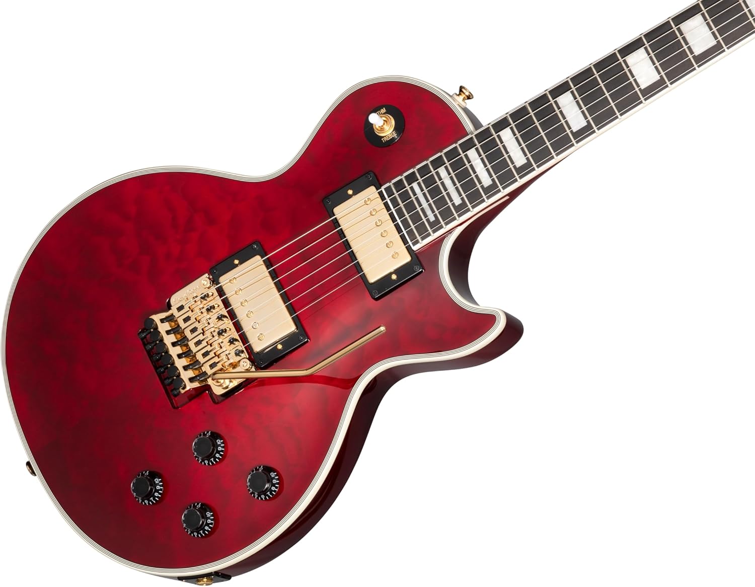 Epiphone Alex Lifeson Les Paul Custom Axcess Quilt, Ruby with Case