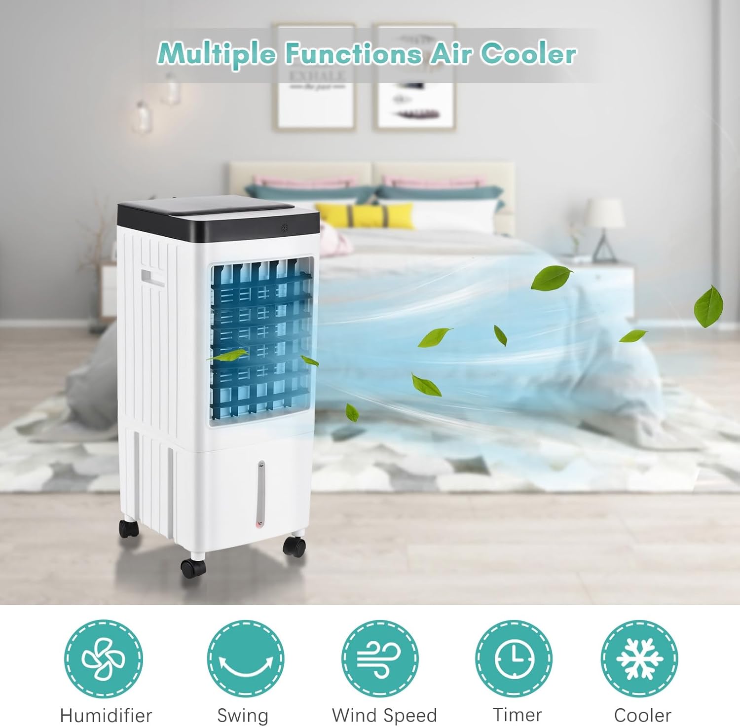 Portable Air Conditioner Fan Evaporative Cooler Cooling Machine 3 Speed with 7hrs Timer with Remote Control for Room Home Office Dorm, bedroom fans for cooling and sleep (US Plug)