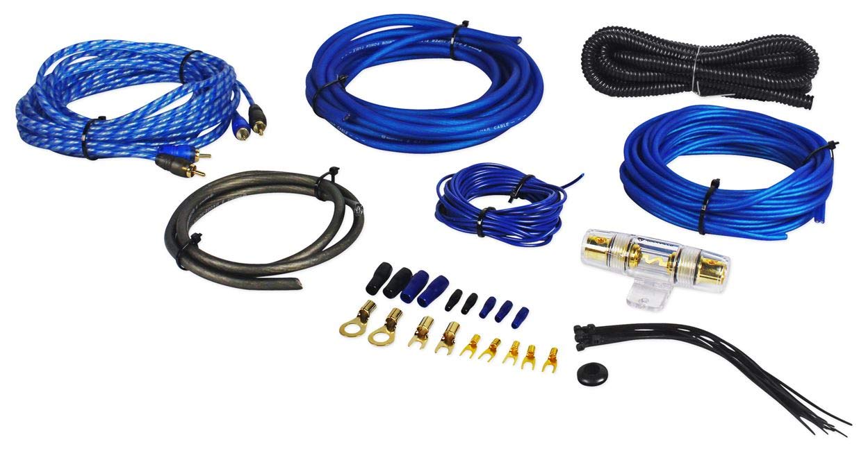 Rockville: Rockville RWK81 8 Gauge Complete Amp Installation Wire Kit with 1500W Peak/375W RMS 2 Channel Amplifier (2 Items)
