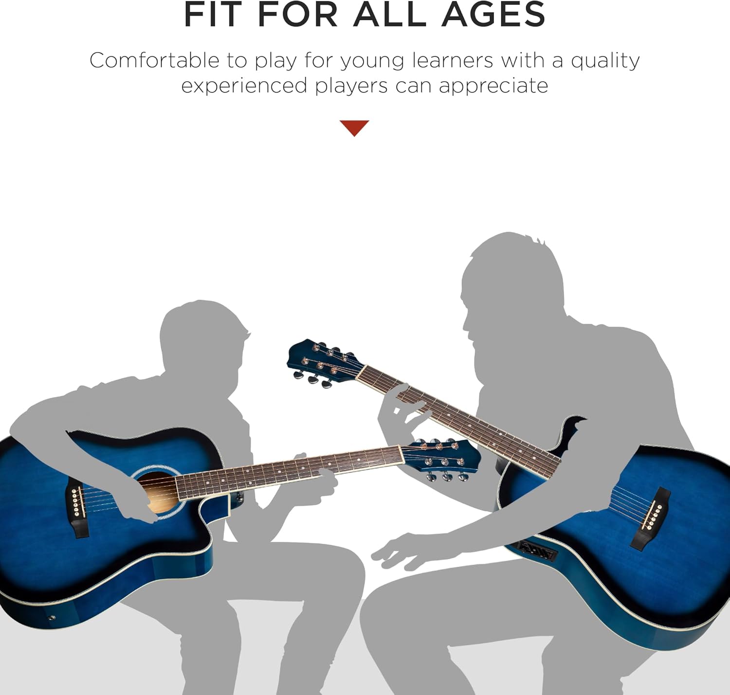 Best Choice Products Beginner Acoustic Electric Guitar Starter Set 41in w/All Wood Cutaway Design, Carrying Case, Strap, Picks, Cable - Blue