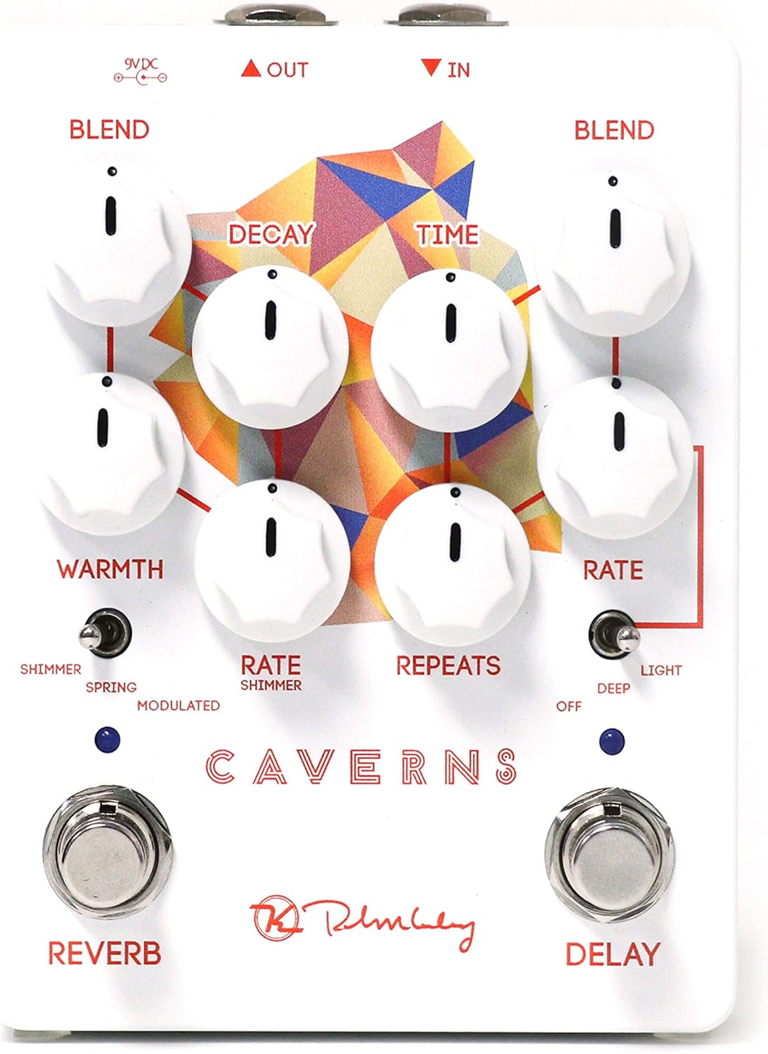 JHS Pulp N' Peel V4 Compressor Guitar Effects Pedal & Keeley Caverns V2 Reverb and Delay Pedal, White (KCav2)