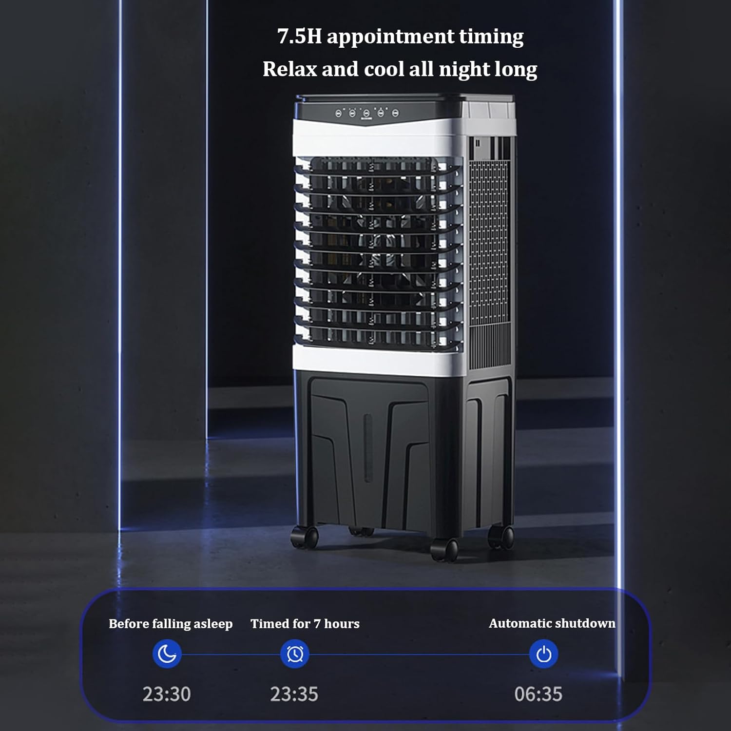 Refrigeration Small Air Cooler,portable Air Conditioner,Three Adjustable Wind Speeds,7.5H Timing Function Evaporative Air Cooler,for Garage, Factory, Supermarket, Household(Color:Touch screen version)