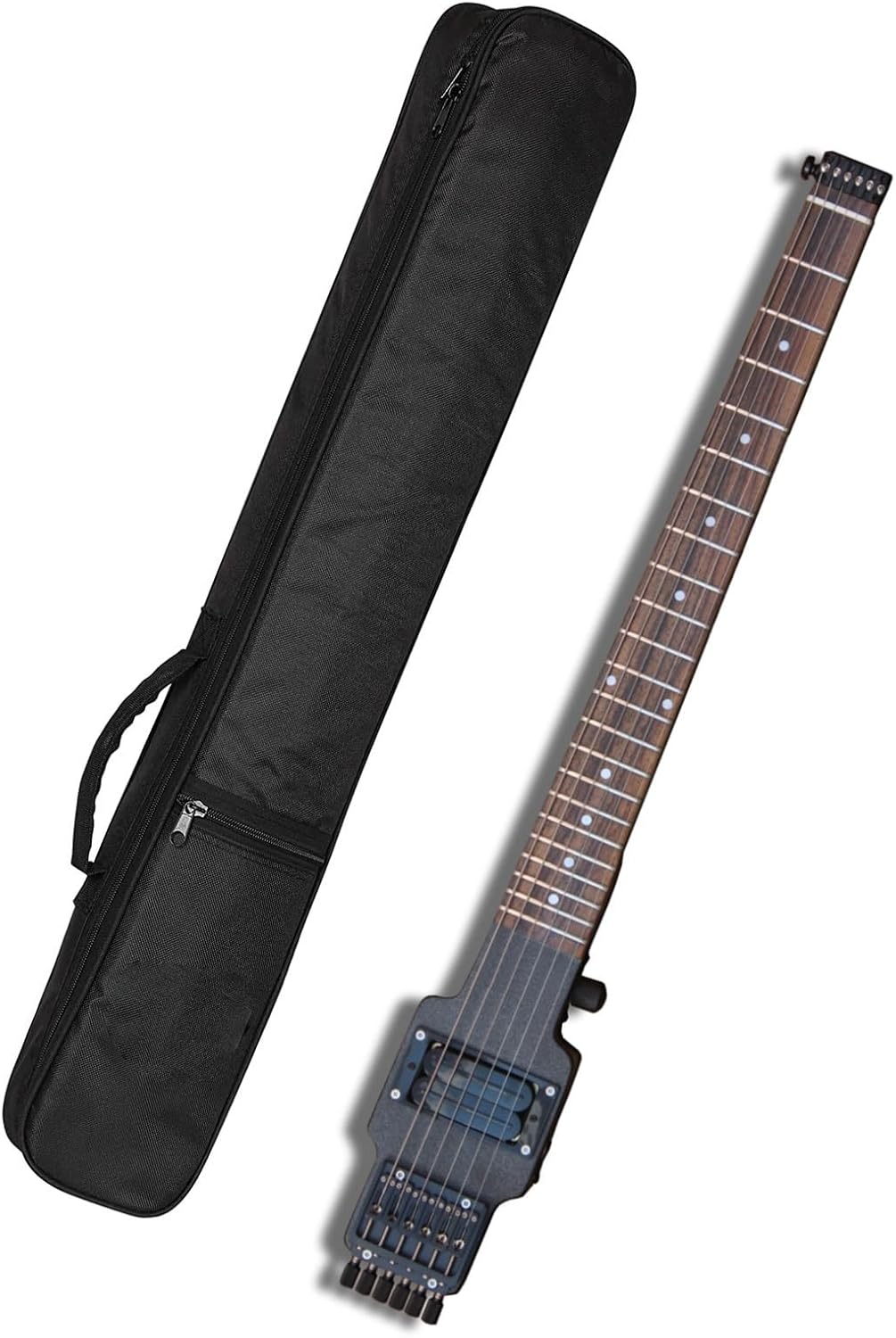 Travel Guitar Electric Headless Guitar 6 Strings One-Piece Maple Neck Through Body Brass Fix Bridge Professional Headless Guitar