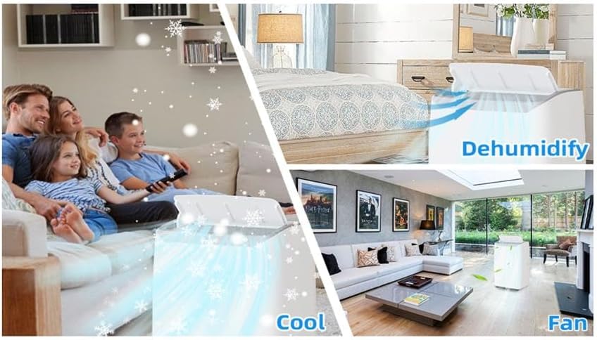 14,000 BTU Portable Air Conditioner with Built-in Dehumidifier & Remote Control – Quiet AC Unit Cools Rooms Up to 750 Sq Ft, Easy Mobility for Bedroom, Office, Apartment(Black cover)