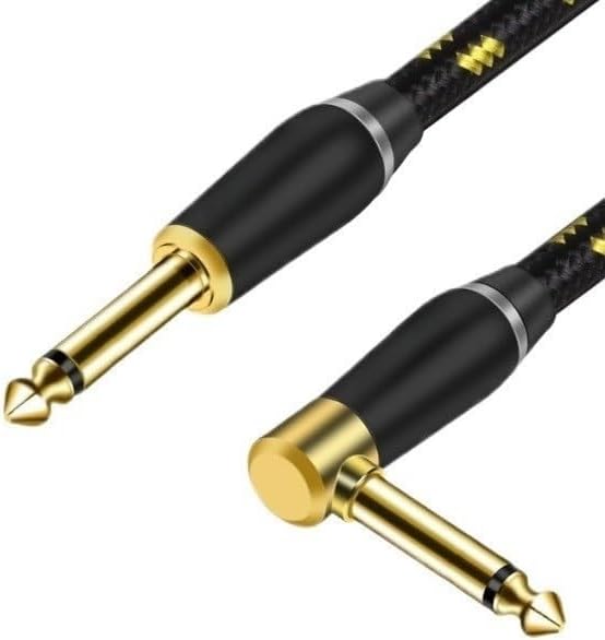 Ja-ck 1/4 Inch Instrument Cable Right-Angled to Straight 6.35mm Guitar Cable for Guitar Bass Keyboard Mixer Amplifier(Pack of 2,8m)