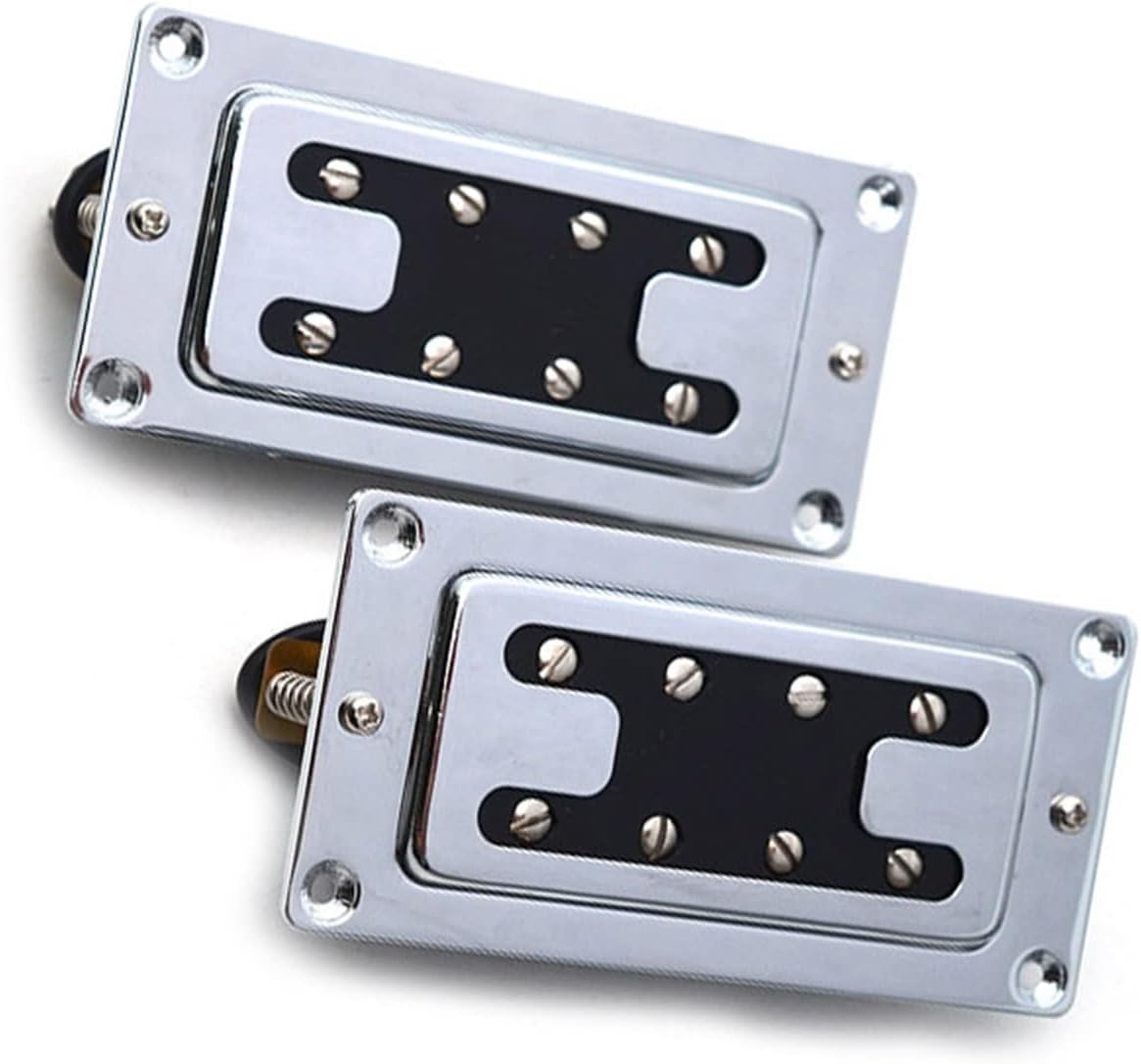 Guitar Pickups Mini Style Two Line 8 Hole Electric Bass Humbucker Pickup Neck and Bridge Pickup Set (Color : 02)