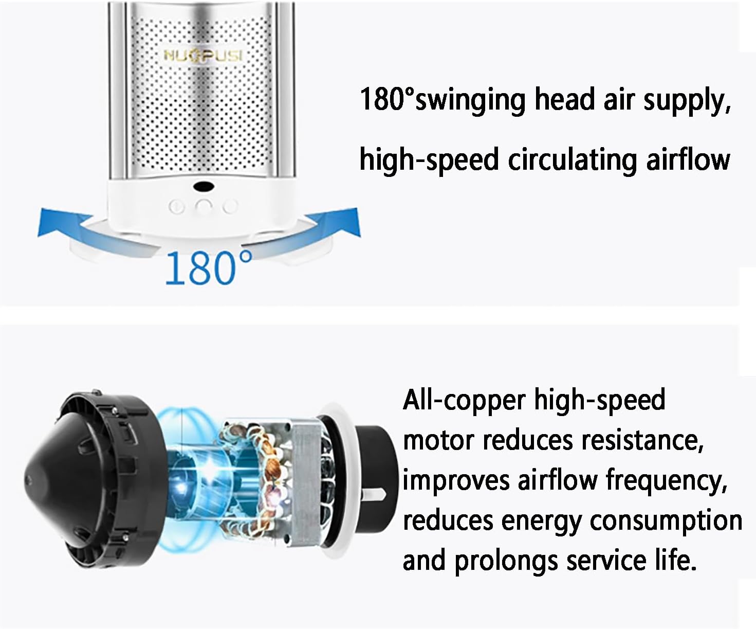 Tower Fan for Bedroom, Bladeless Fan, Oscillating Fan with Remote, Easy to Clean, Bladeless Tower Fan for Bedroom, Kitchen, Office (Air Circulation Fan, air Conditioning Fan)(Gold)