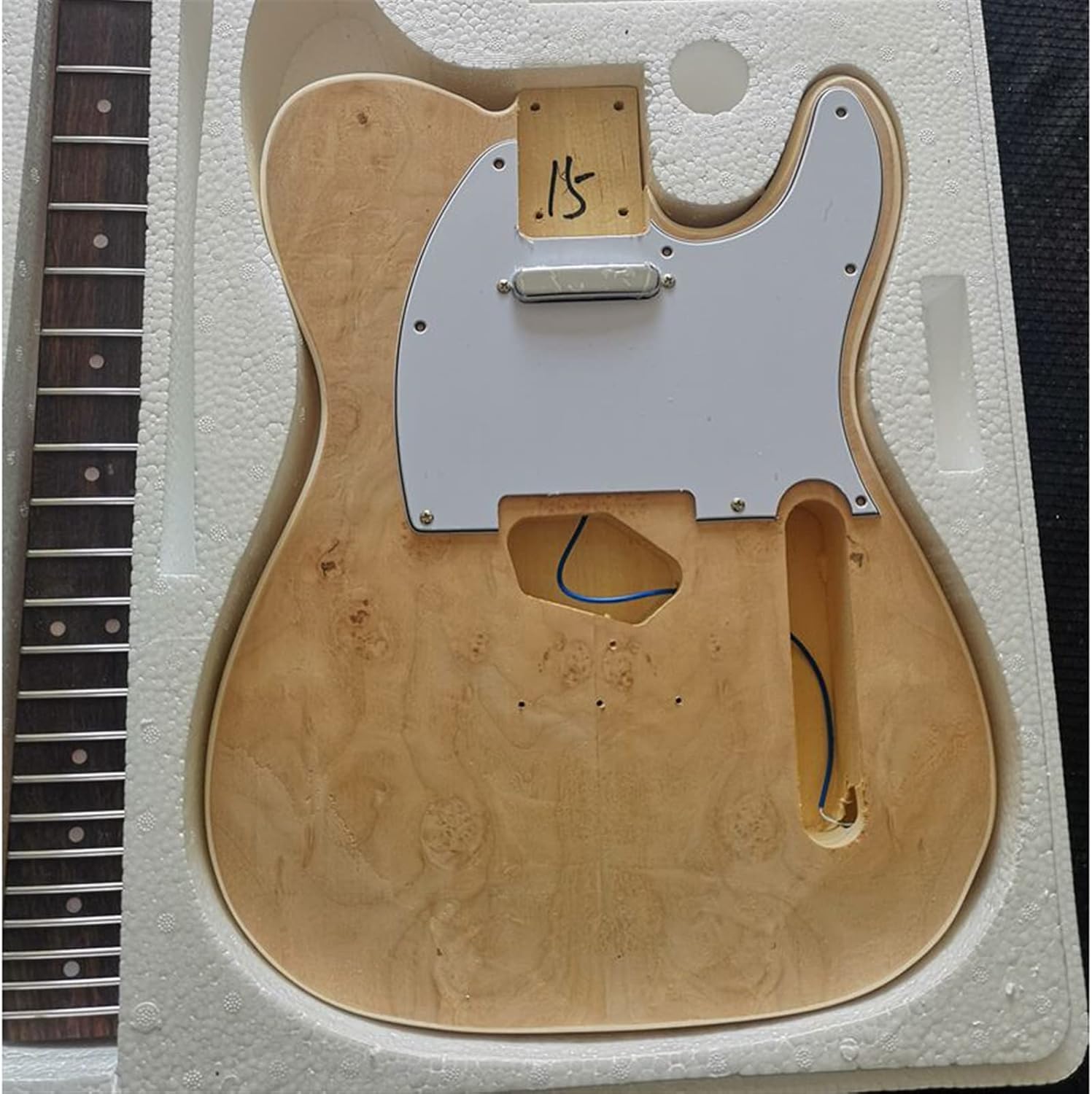 TSTS Unfinished Electric Guitar DIY Kit Basswood Body with Rosewood Fingerboard Electric Guitar Assembly Kit Unfinished Electric Guitar Kit