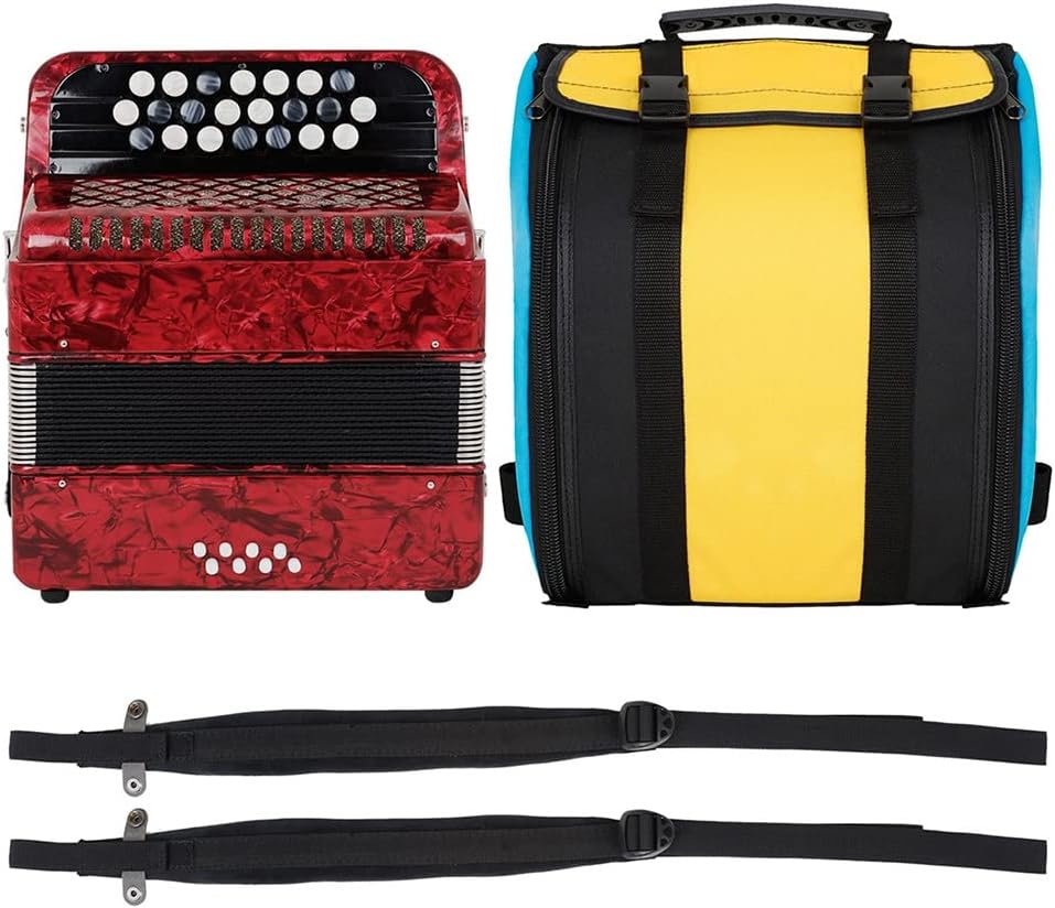 Bayan Accordion for Beginner Adults, 22 Button 8 Bass Professional Button Reed Accordion Instrument with Storage Bag (Color : Sky Blue)