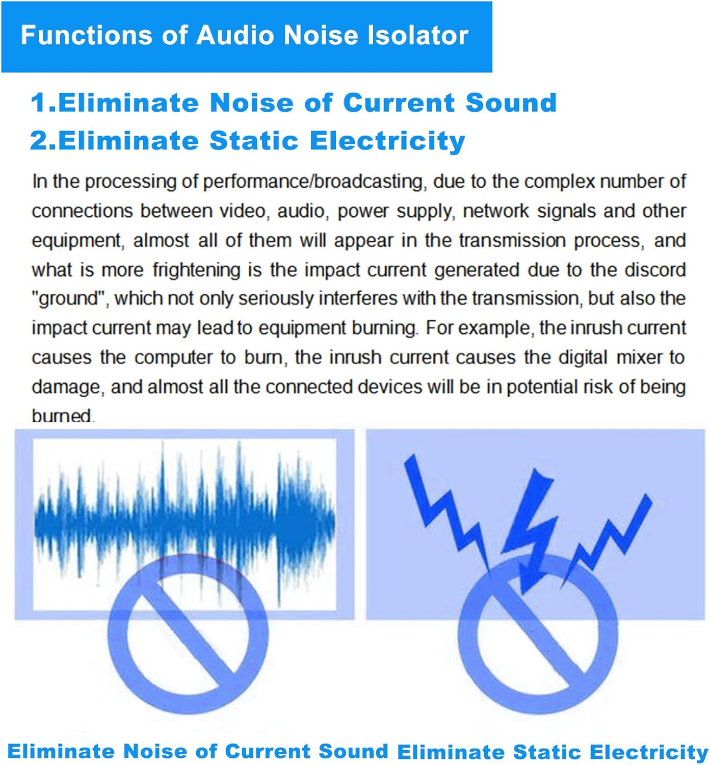 XLR Ground Loop Isolator Hum Eliminator for Home Stereo System/Speaker/Car Audio/Car Kit/Audio Player (Eliminate The Buzzing Noise) (XLR-Dual Channel Stereo)