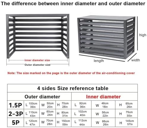 Aluminum Air Conditioner Privacy Fence, Mini Split Air Conditioner Cover for Outside Units, Suitable for Courtyard, Outdoor, Anti Theft(Black,110x60x80cm 43x24x31.5in)