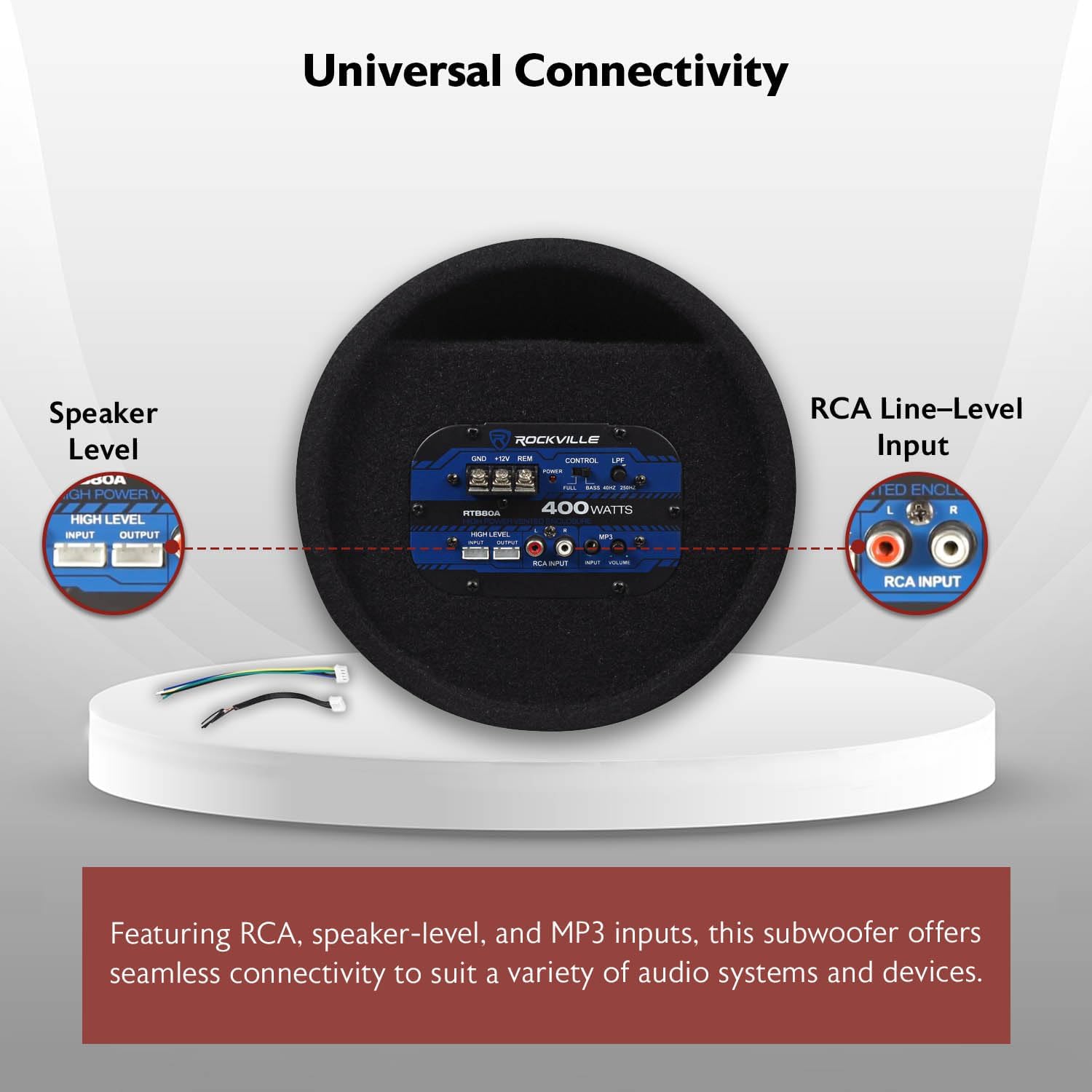 Rockville RTB80A Powered Subwoofer Bass Tube, 8