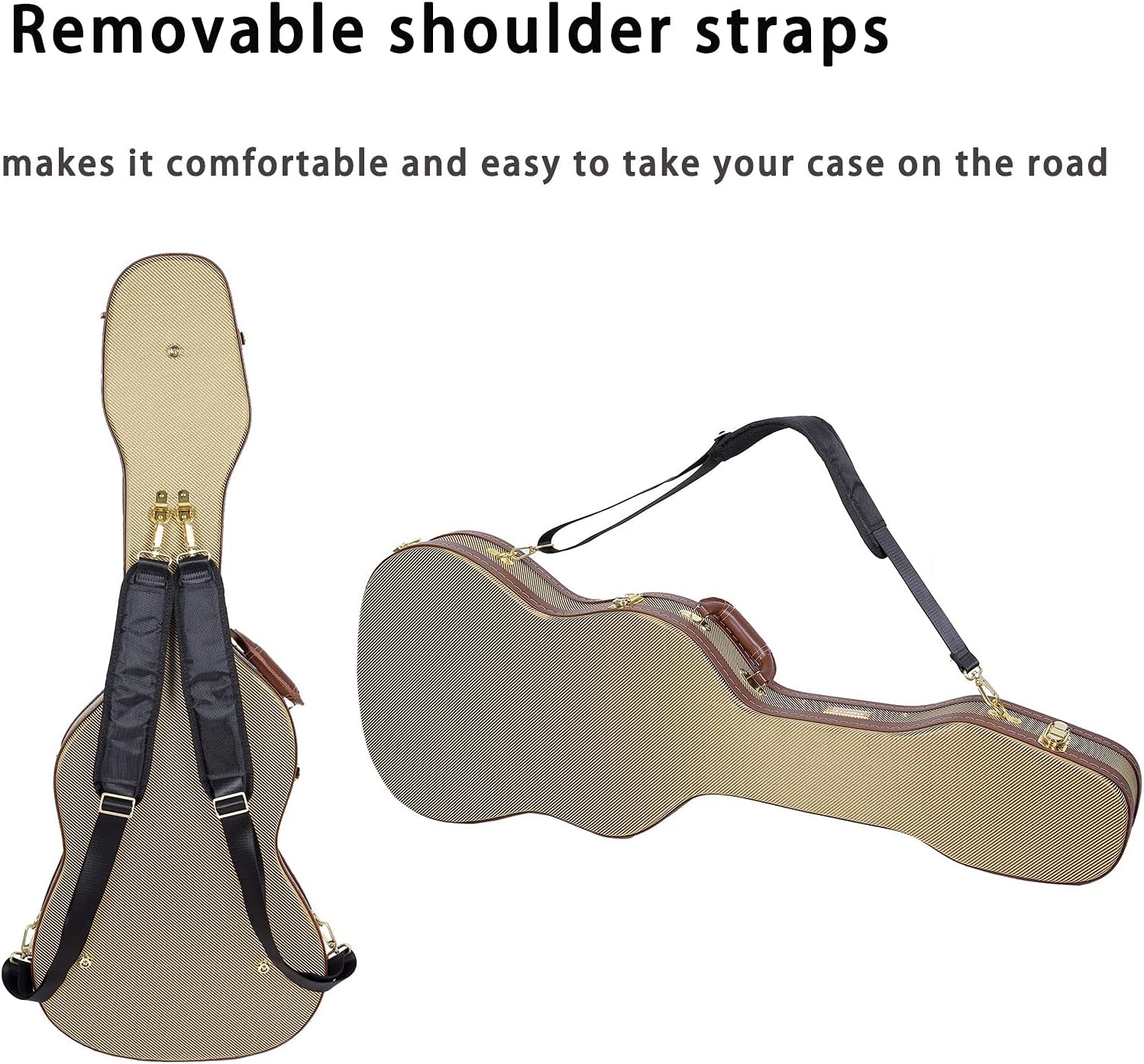 Crossrock Hard-Shell wood case for Telecaster and Stratocaster style electric guitars with removable shoulder straps-Tweed(CRW700STTW)