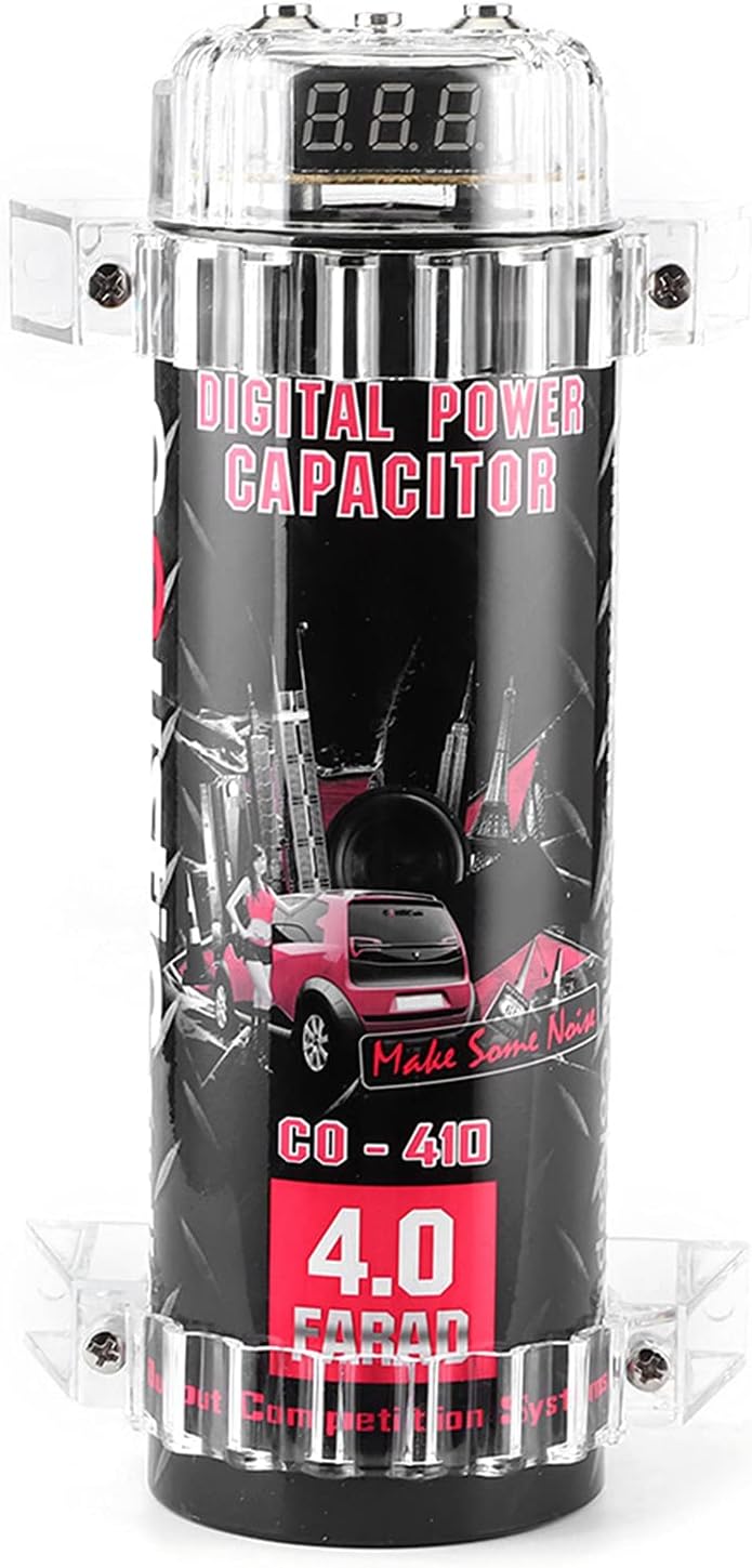 GOTOTOP 4 Power Capacitors for Systems Up to 2000W, with Warning Indicator, 10-16V DC, for Car Audio Amplifiers, for Bass Amplifiers