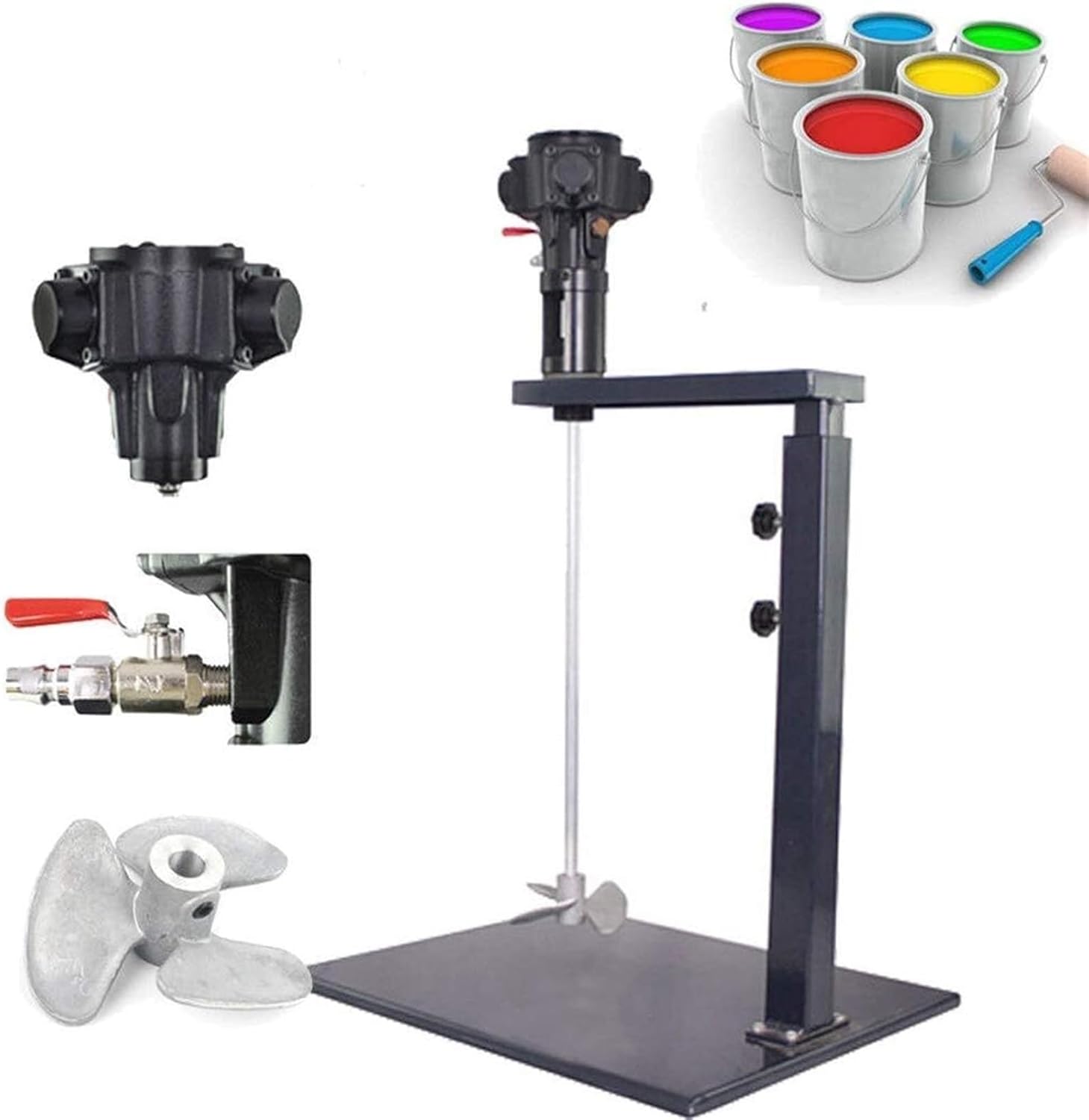 Pneumatic Paint Mixer Machine, Paddle Mixer with Stand, Desktop Vertical Air Agitator, Height Adjustable, Ink Coating Mix Tool