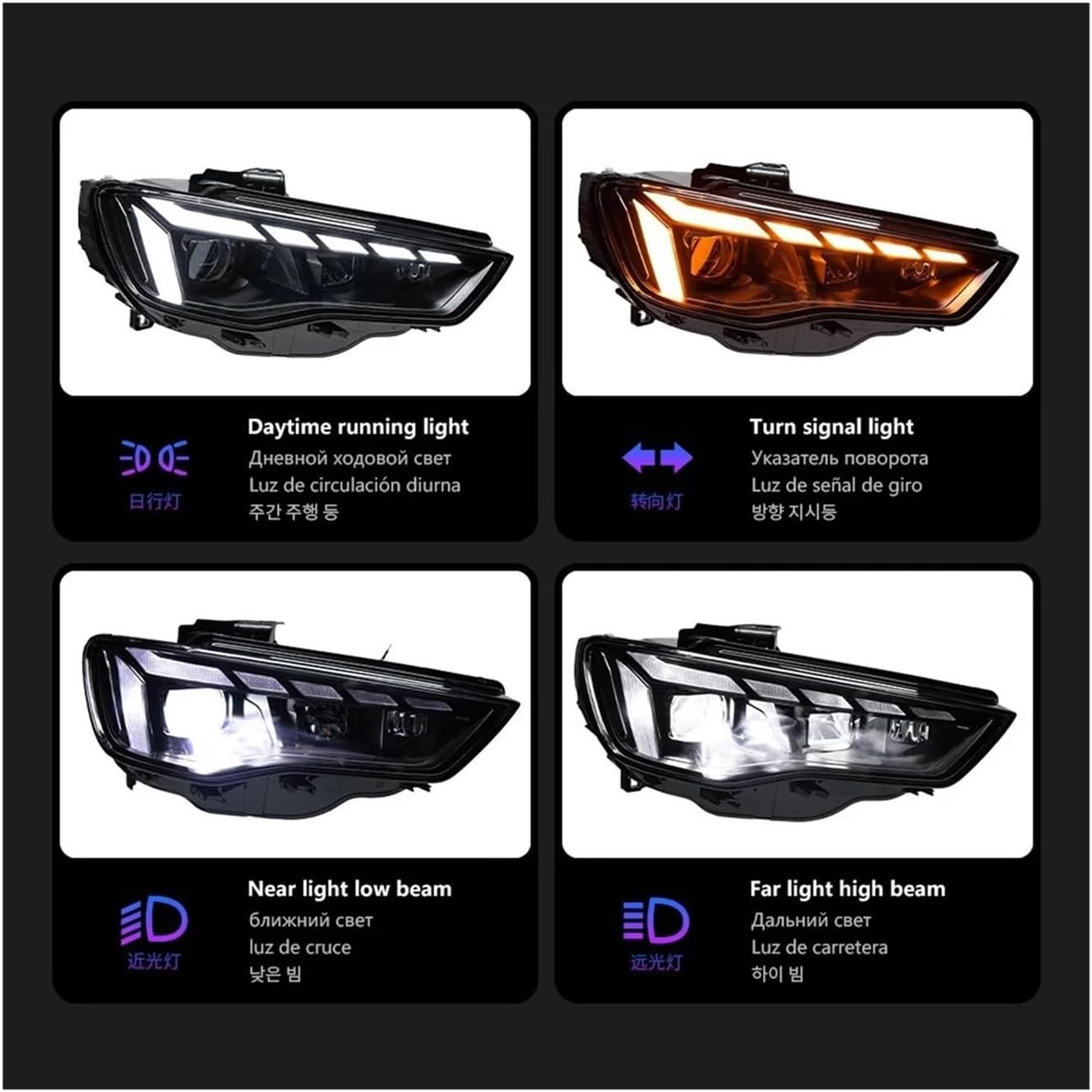 Car Lights Compatible For Audi A3 8V Sedan Sportback 2013-2016 S3 LED Auto Headlight Assembly Upgrade A5 Design LHD RHD Tool Accessories(Halogen,LHD)