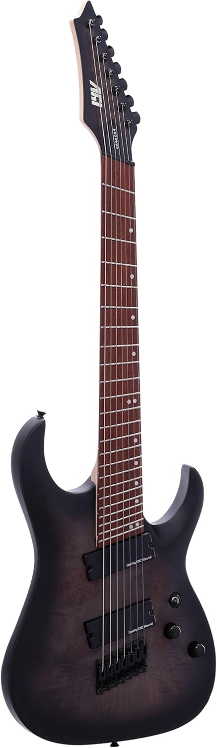 IYV- ISFF7-400 Solid Body with Burl Maple Top Electric Guitar, Charcoal Sunburst