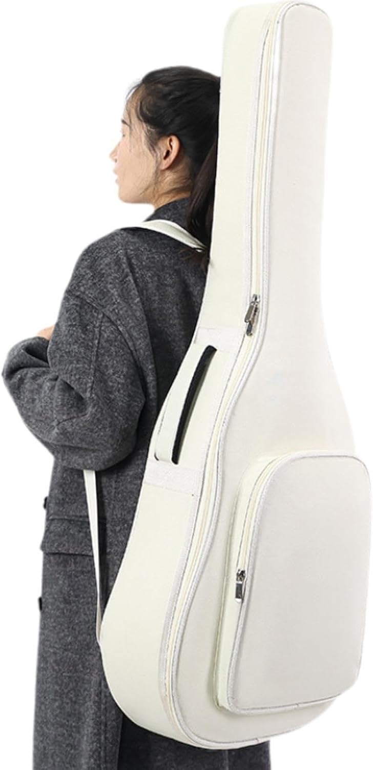 Electric Guitar Bag Carrying Bag 41 inch Professional Electric Guitar Gear Bag Travel Case Acoustic Guitar Case for Stage, White