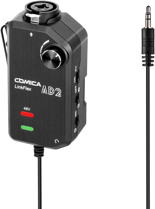 LinkFlex AD2 XLR /6.35mm-3.5mm Microphone Preamp Amplifier Audio Adapter Universal Replacement for Camera Smartphone Guitar Interface