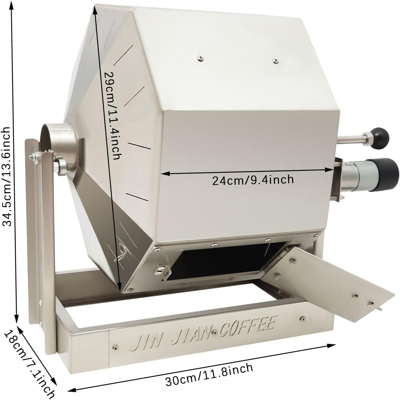Coffee Bean Roaster with Speed Controller, 14.5L Gas Burner Drum Type Coffee Roaster Machine, Stainless Steel Automatic Rotary Roasting Machine for Commercial and Home Use