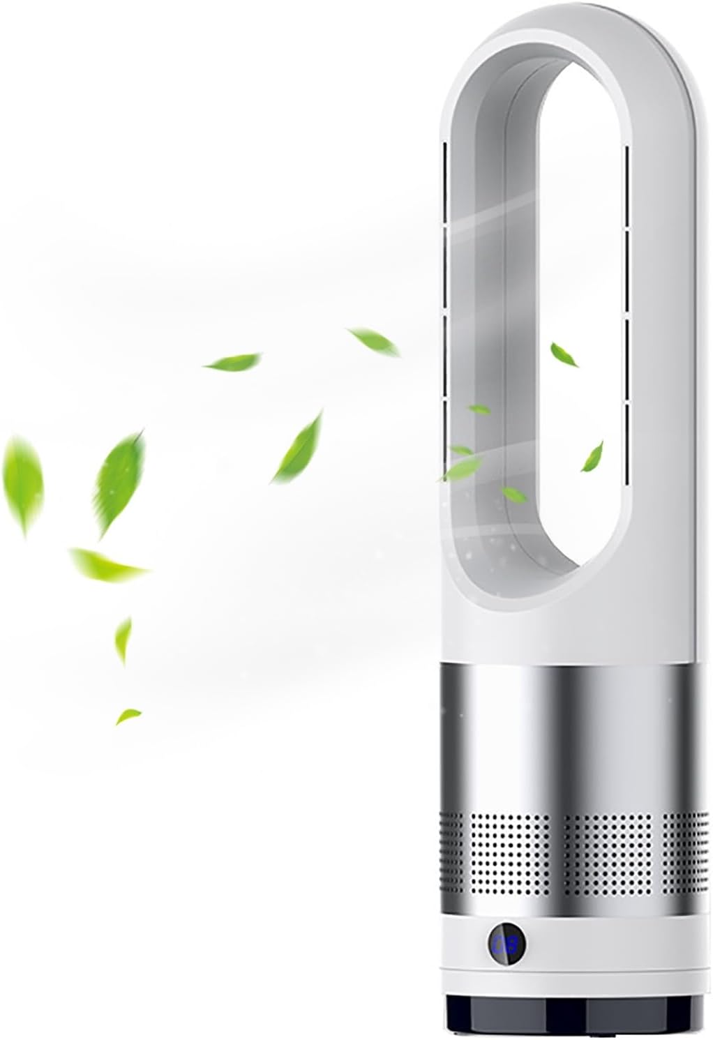 Bladeless Fan for Heating and Cooling, Pedestal Fan, Tower Fan; Natural Cool Air, 8 Speeds, Can Be Timed Comes with Remote Control, 80° Shaking Head. No Fan Blade, Easy to Clean(Silver)