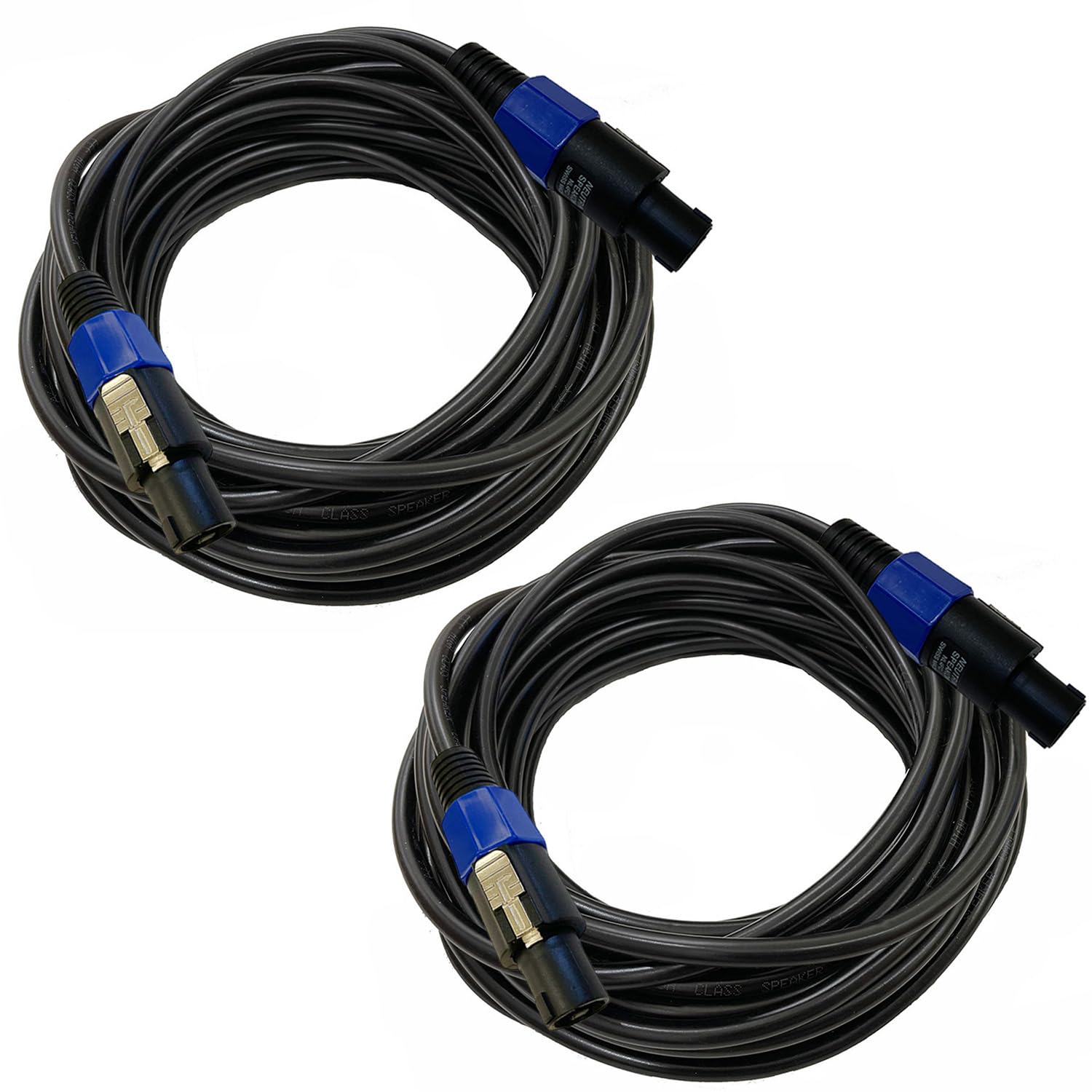 Professional 12 Gauge 75 Feet Speakon to Speakon Cables - 12AWG 75ft DJ/PA SpeakON Cords AMP Audio Wires - 2 Pack