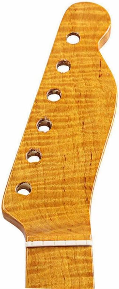 21 Fret Tiger Flame Maple Guitar Neck for TL Tele Electric Guitar Yellow Glossy Guitar ​Neck Replacement