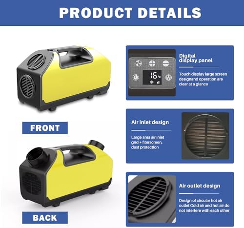 DC 24v Tent Air Conditioner Portable Air conditioner Cooling AC Unit for Outdoor Camping Tent Van RV Camper Motorhome Truck Trailer SUV Car New energy (Yellow)