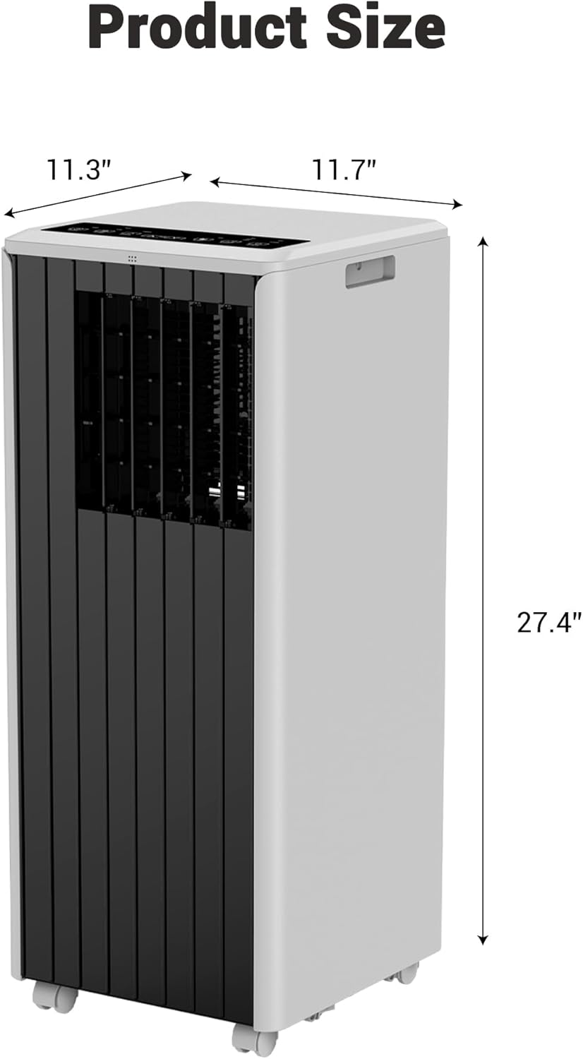 8000 BTU Portable Air Conditioner - 4-in-1 AC Cools 350 Sq.Ft Quickly | Remote, 24H Timer | Quiet for Bedroom, Apartment, Office, Dorm