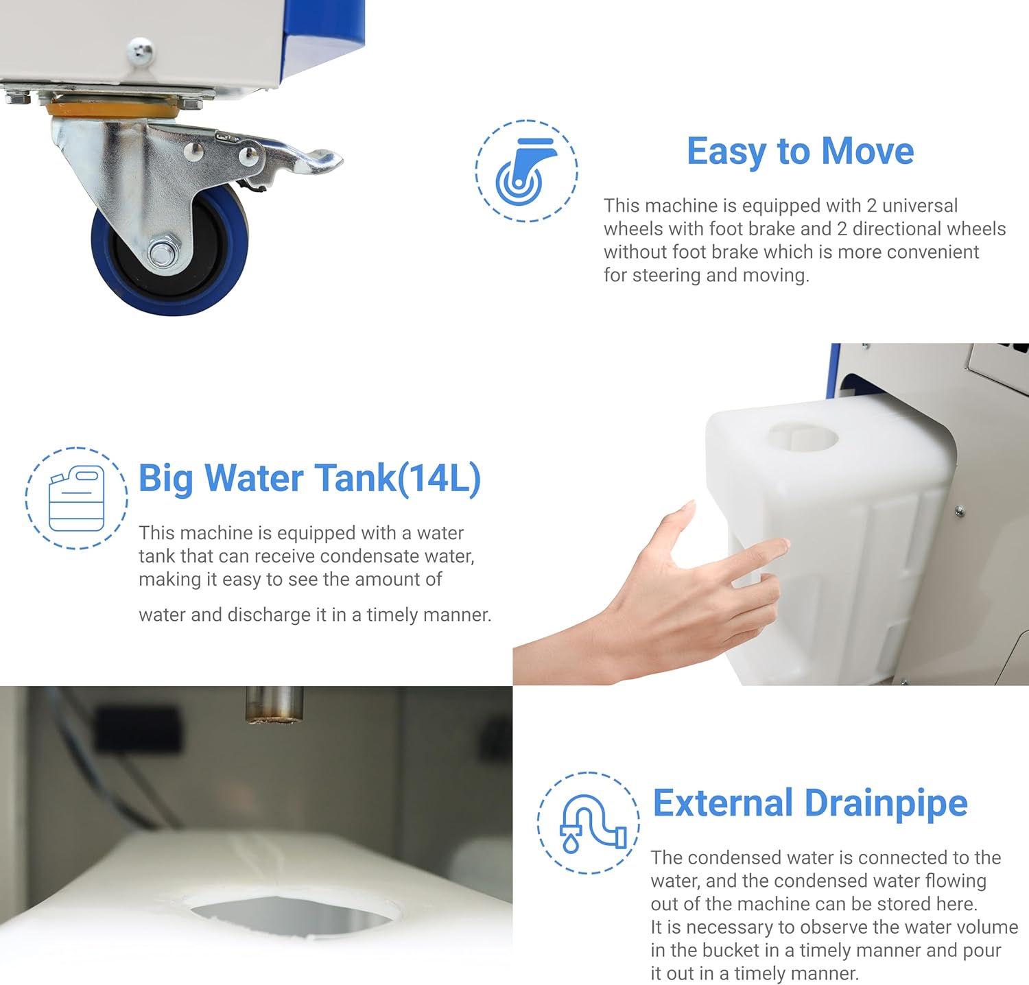 11900BTU/H Portable Air Conditioner Industrial Grade Portable Mobile Spot Cooler for Temporary Outdoor Events Industrial Air Conditioner with 3.7Gal Water Tank Single Duct 1.4KW 220V