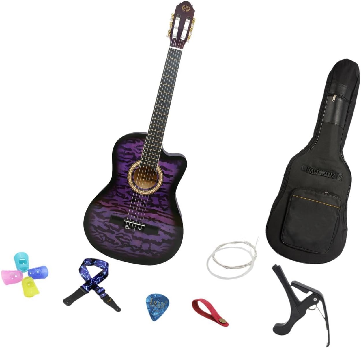 Acoustic Guitar for Beginners - Portable Travel Guitar with Steel Strings, Compact Size for Easy Learning and Performance- Purple