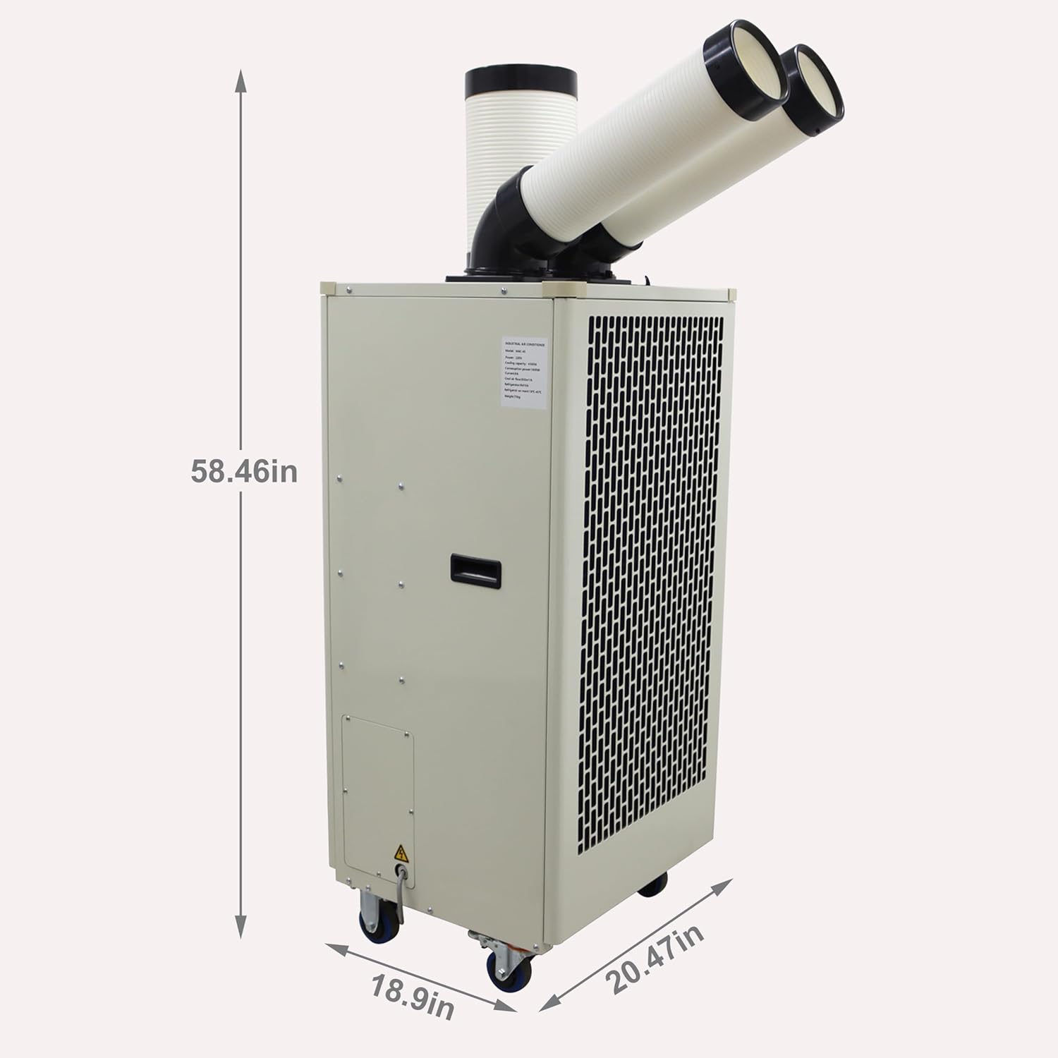 TECHTONGDA Industrial Spot Cooler Air Conditioner Commercial Mobile Outdoor Cooling Machine Aircon Double Outlets 780m³/h 15400BTU/h 220V White