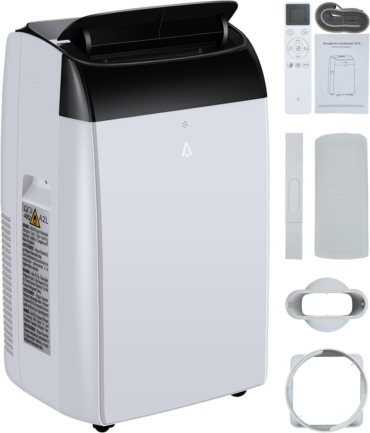 12000 Btu Portable Air Conditioner, Indoors ac unit Fast Cooling 550 Sq. Ft., 3-in-1 Portable Air Conditioner With Fan, Cooling, Dehumidification, Touch Screen Controls, Remote Controller