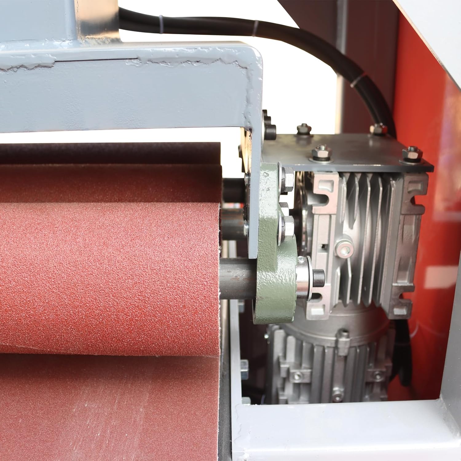 Drum Sander Surface Polishing Machine 11.8inch Sand Belt Width Electric Sanding Machine Belt Sander for Wood Metal Plastic Glass and Steel 220V