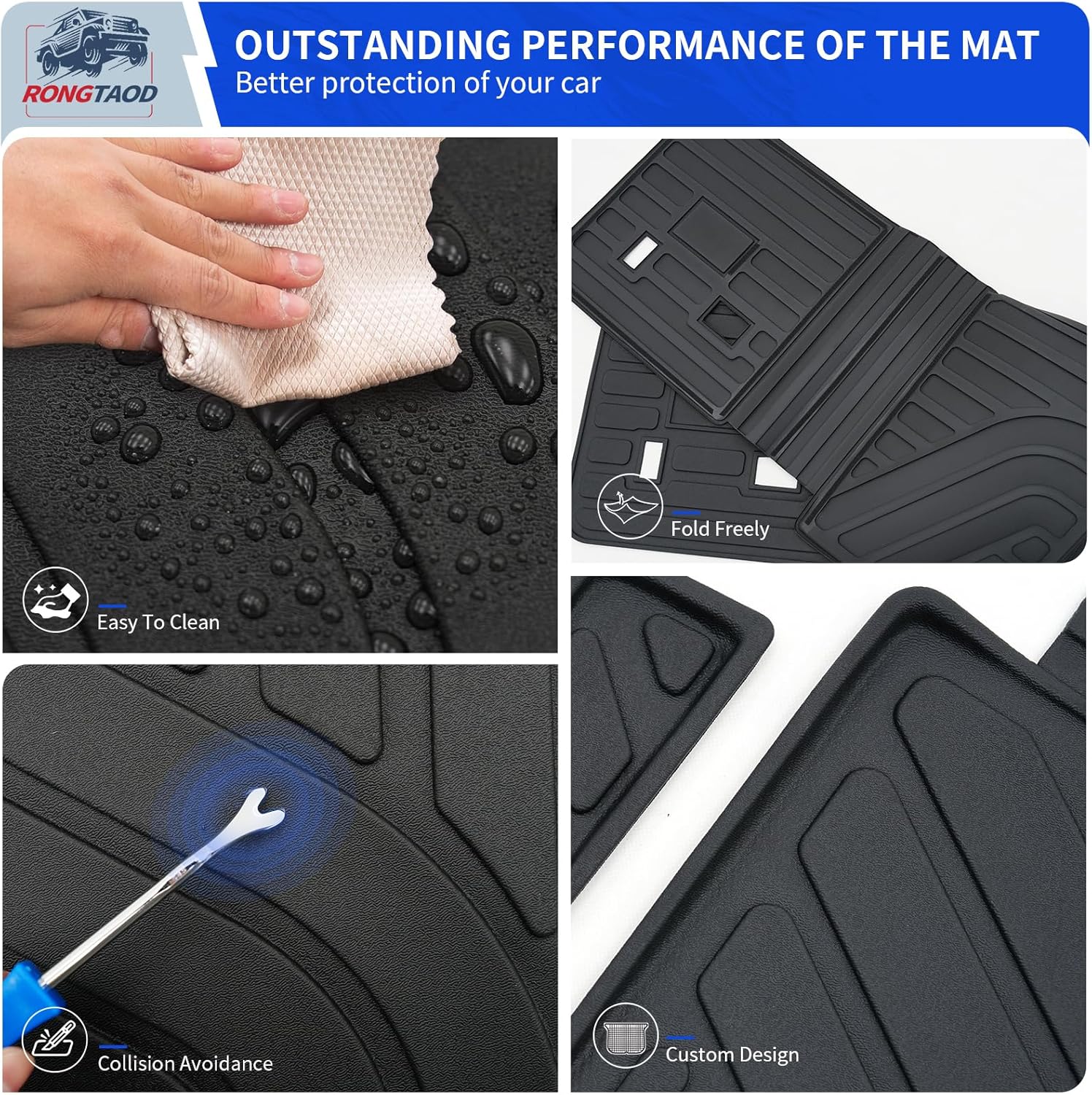 Rongtaod Floor Mats Compatible with 2017-2023 GMC Acadia 6 Seater Cargo Liner Kick Mats Cargo Mat Sub Trunk Mat Trunk Liner 2nd&3rd Back Seat Cover Protector All Weather Acadia Accessories (Set of 10)