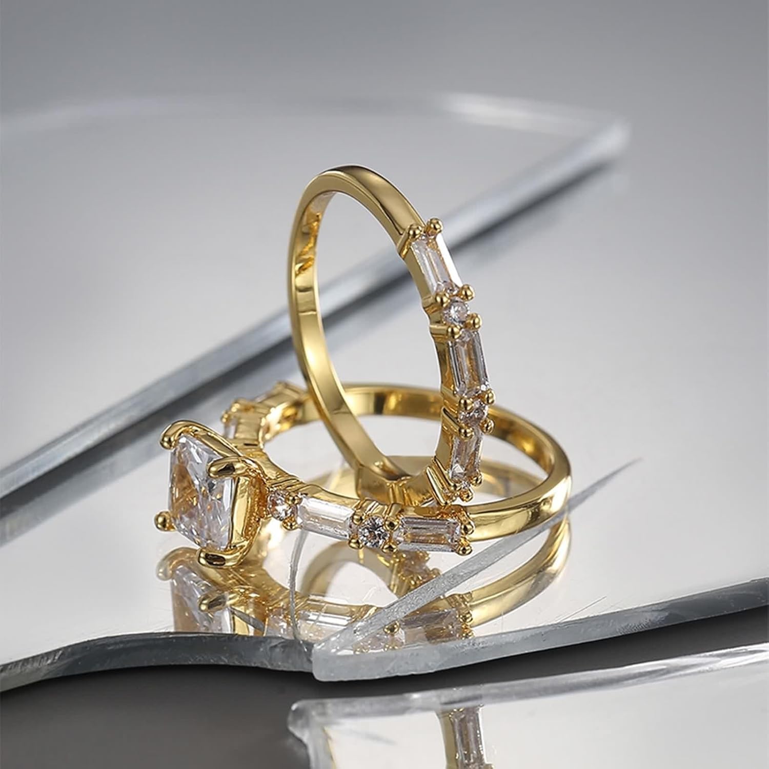 Wedding Band for Women Moissanite, Simple Rings Classic Jewelry 9K/14K/18K Yellow Gold for Valentine's Day